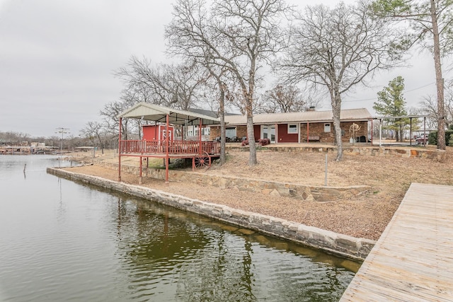 dock area featuring a water view