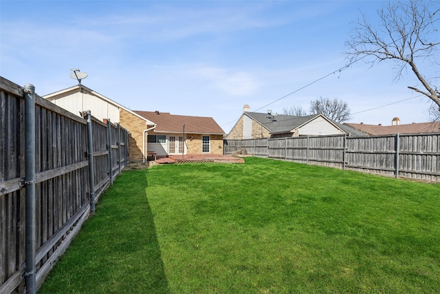 view of yard featuring a fenced backyard