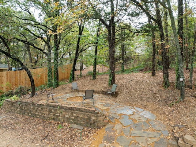 view of yard with a patio area and fence