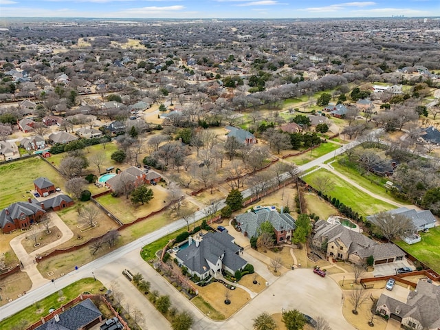 birds eye view of property with a residential view