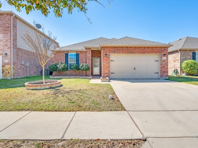 2404 Senepol Way, Fort Worth, TX 76131 - view of front of home featuring an attached garage, brick siding, a front lawn, and concrete driveway