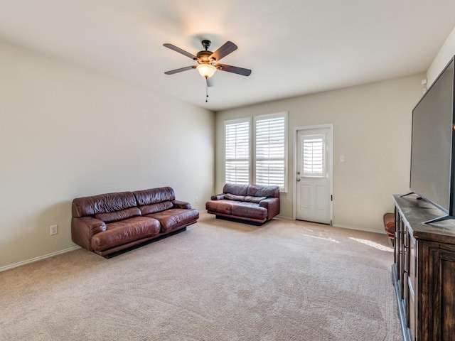 2404 Senepol Way, Fort Worth, TX 76131 - living room with light colored carpet and ceiling fan