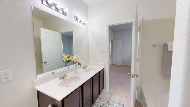2404 Senepol Way, Fort Worth, TX 76131 - full bath with double vanity, a bath, and tile patterned floors