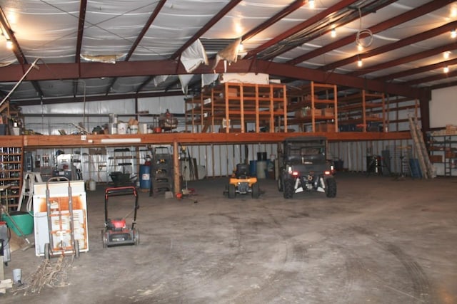 garage with metal wall