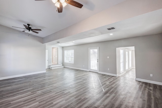 138 Whippoorwill Dr, Dallas, TX 75224 - spare room featuring ceiling fan, baseboards, wood finished floors, and recessed lighting