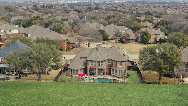 drone / aerial view with a residential view