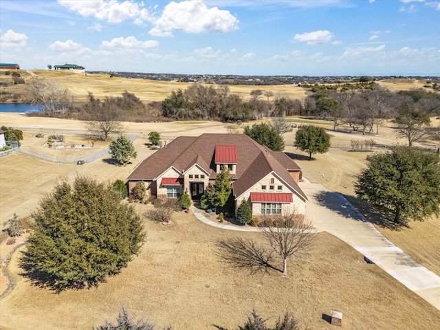 drone / aerial view with a rural view