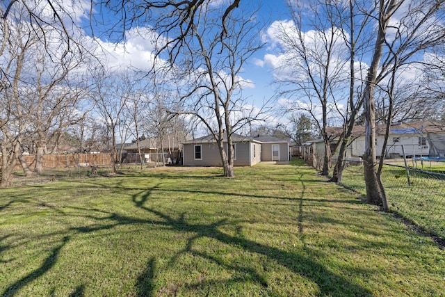 view of yard with a fenced backyard