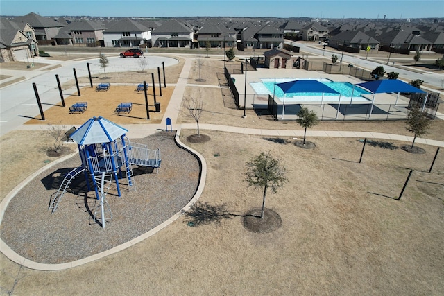 aerial view featuring a residential view
