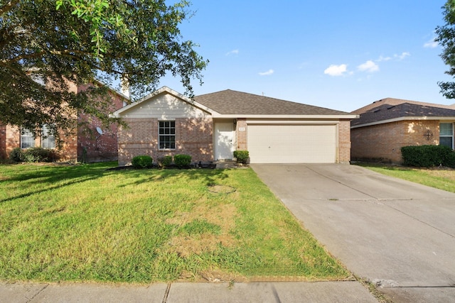 1030 Churchill Dr, Princeton, TX 75407 - single story home with brick siding, an attached garage, driveway, and a front lawn