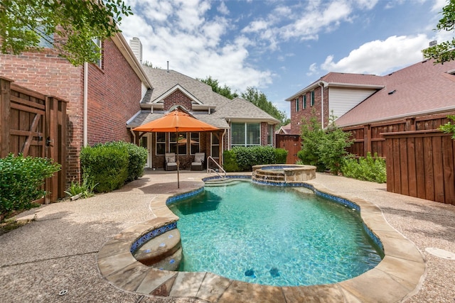 11451 La Grange Dr, Frisco, TX 75035 - view of pool with a patio area, a fenced backyard, a pool with connected hot tub, and a gazebo