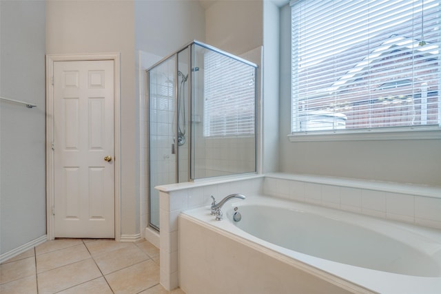 11451 La Grange Dr, Frisco, TX 75035 - full bathroom featuring a garden tub, a stall shower, and tile patterned flooring