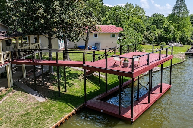 1501 Oak Shore Dr, Tool, TX 75143 - view of dock featuring a yard and a deck with water view
