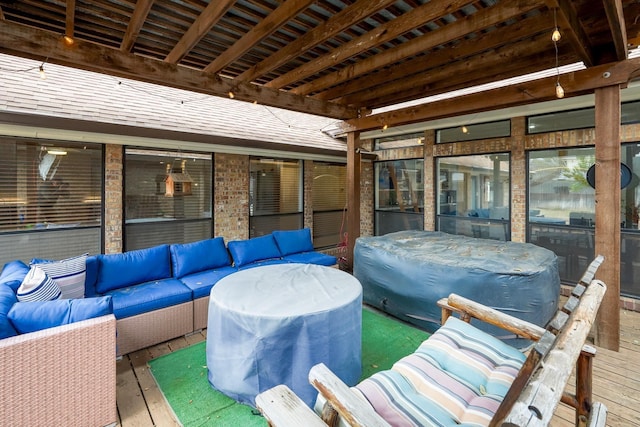 view of patio / terrace with an outdoor hangout area and a deck