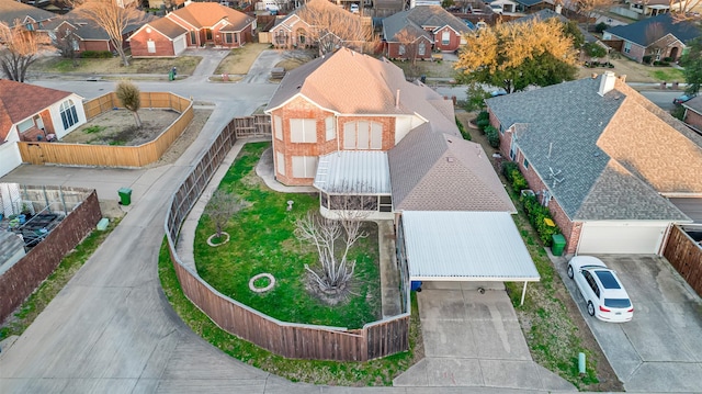 aerial view with a residential view