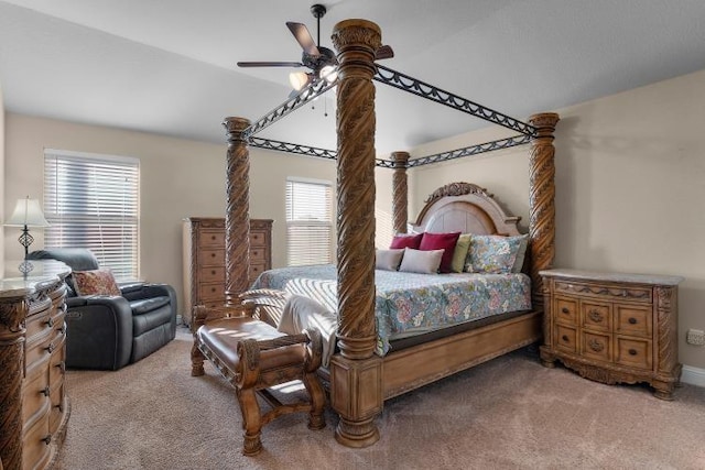 bedroom featuring a ceiling fan and carpet flooring