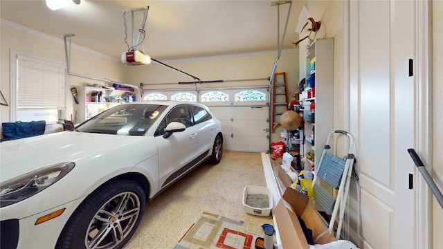 garage with a garage door opener