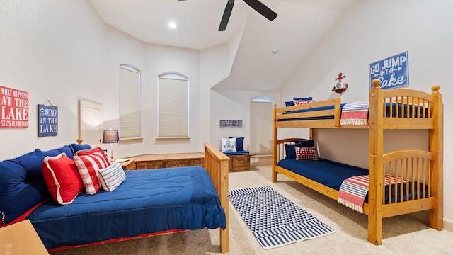 bedroom with carpet floors and ceiling fan