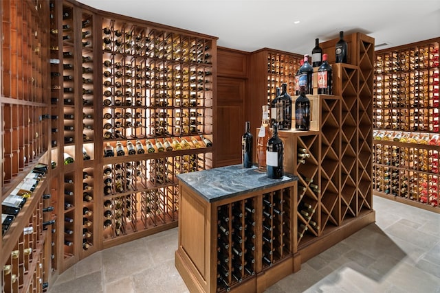 wine cellar with stone finish floor