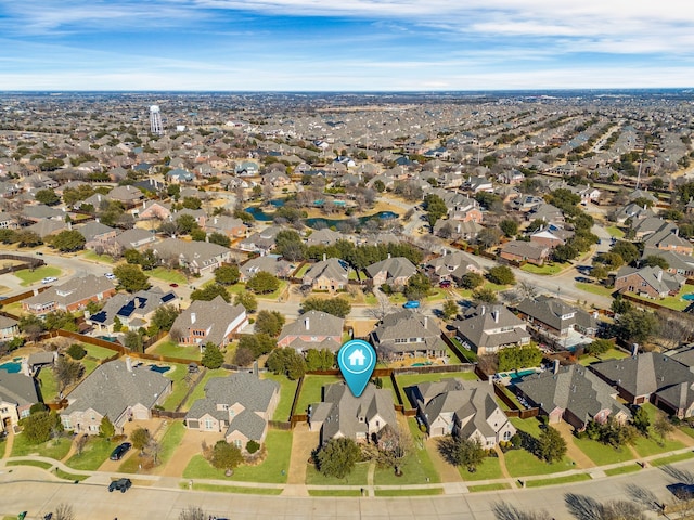 aerial view with a residential view