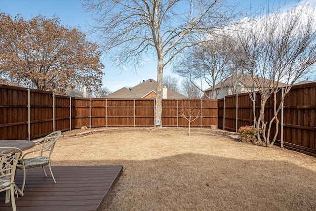 view of yard featuring a fenced backyard