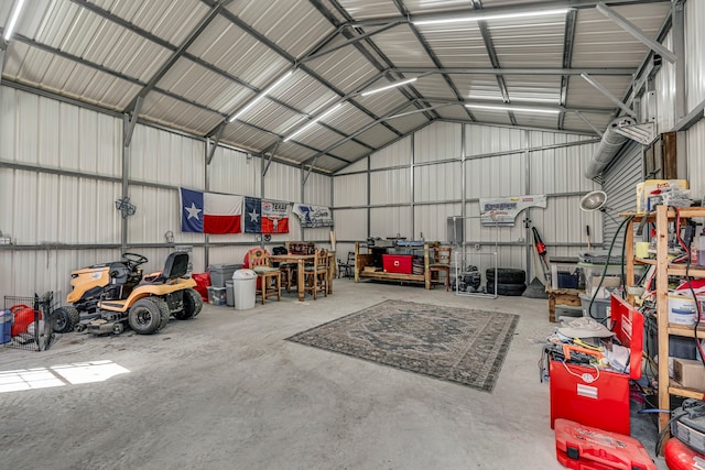 garage featuring metal wall