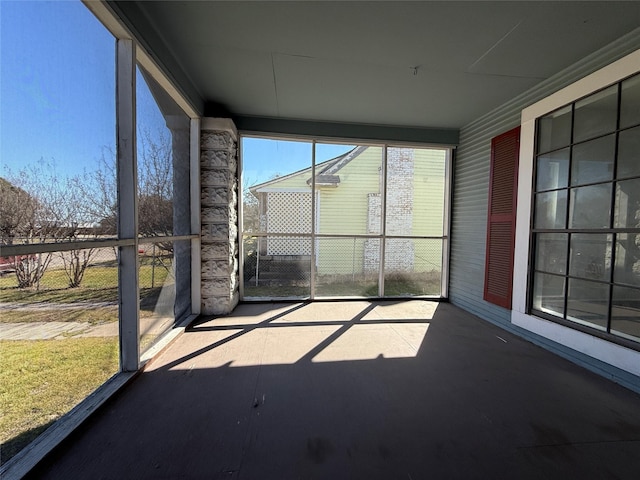 view of unfurnished sunroom