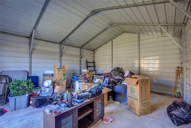 garage with metal wall