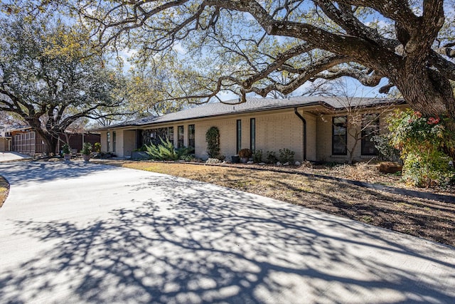 view of front of home with concrete driveway and brick siding