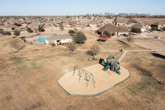 drone / aerial view with a residential view