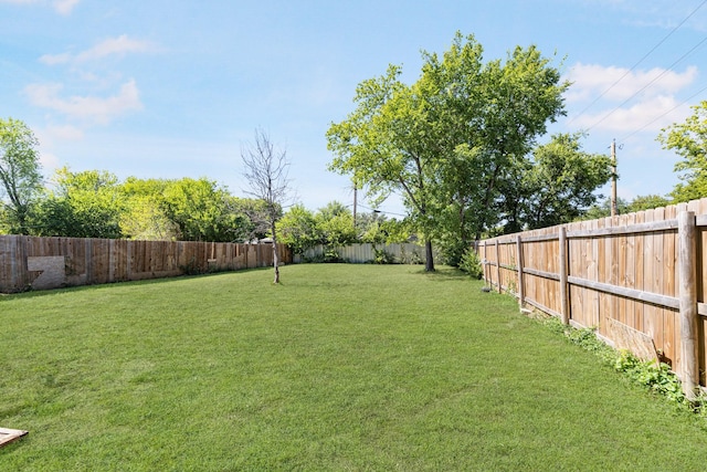 view of yard featuring a fenced backyard