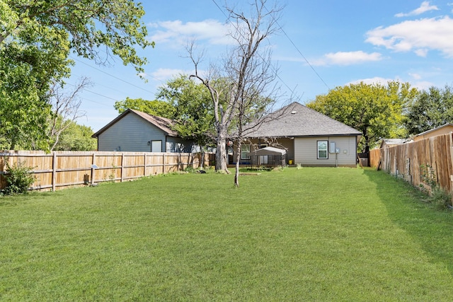 view of yard featuring a fenced backyard