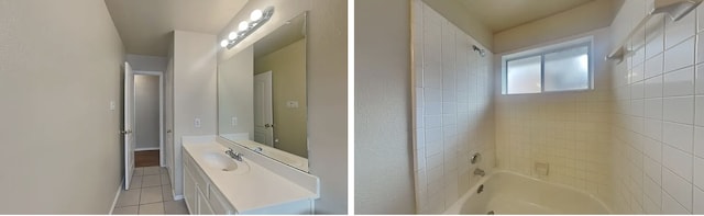 bathroom with shower / bathtub combination and vanity