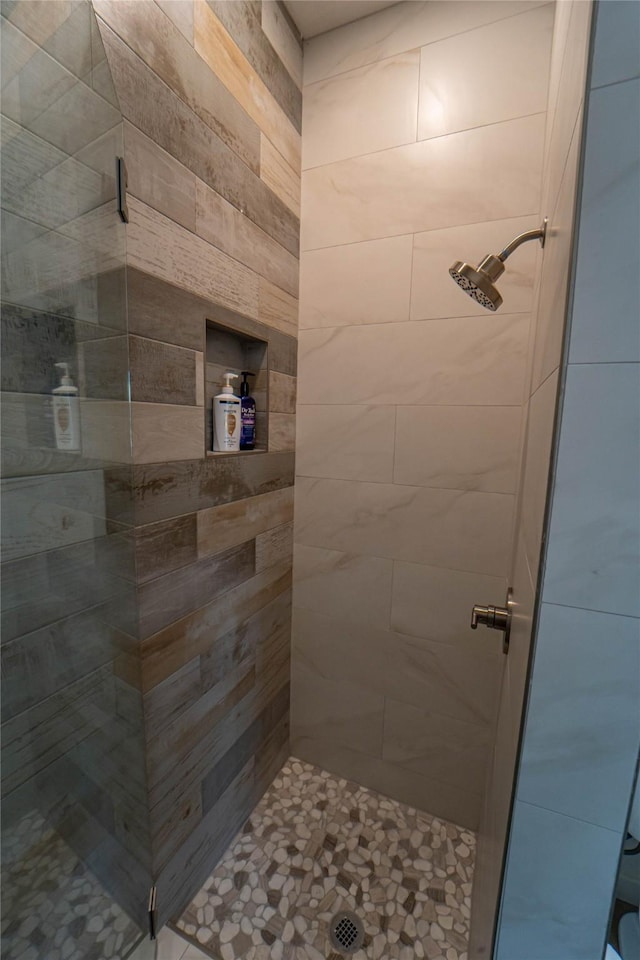 bathroom with a stall shower