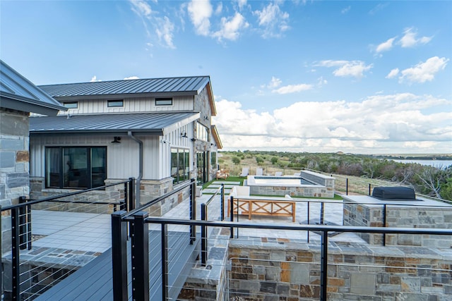 exterior space featuring a water view