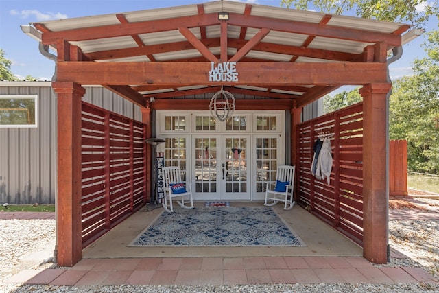 doorway to property featuring french doors