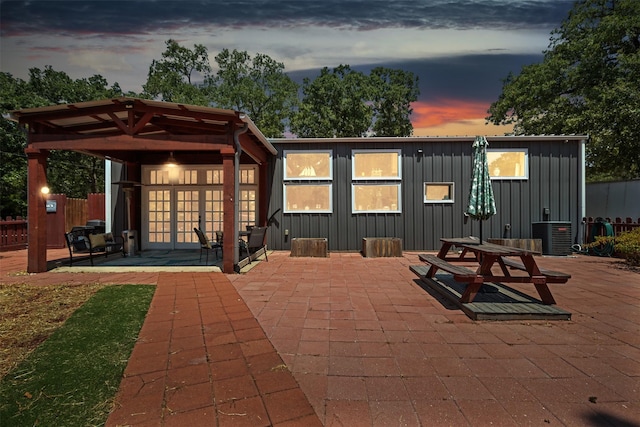 view of patio with fence and french doors