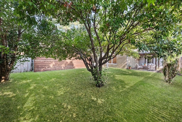 view of yard with a patio and fence