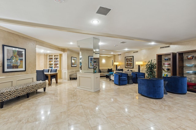 community lobby with visible vents