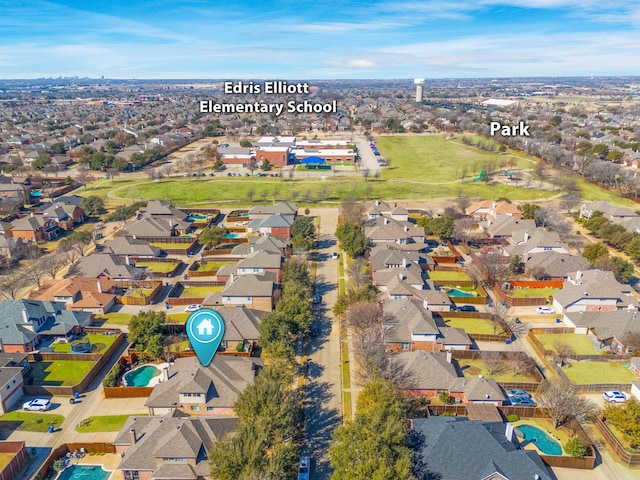 aerial view with a residential view