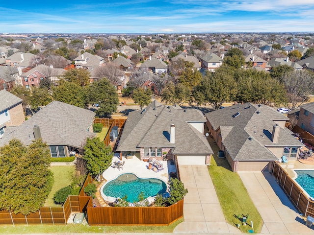 aerial view with a residential view