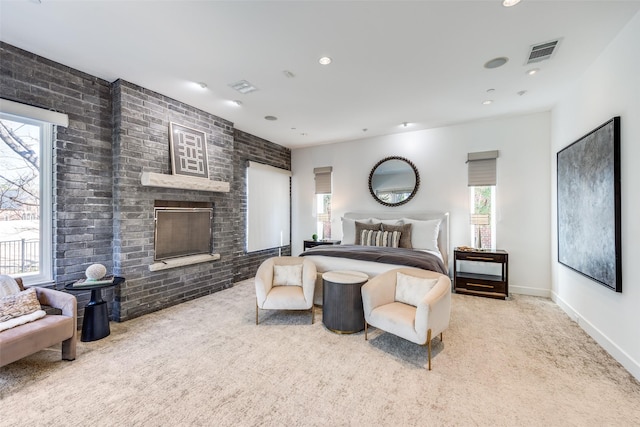 6007 Club Oaks Dr, Dallas, TX 75248 - bedroom featuring carpet floors, a fireplace, recessed lighting, and baseboards