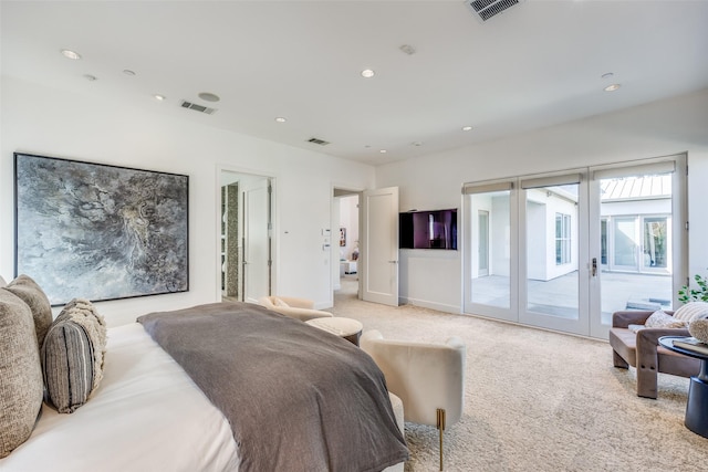 6007 Club Oaks Dr, Dallas, TX 75248 - bedroom with access to exterior, light carpet, recessed lighting, and baseboards