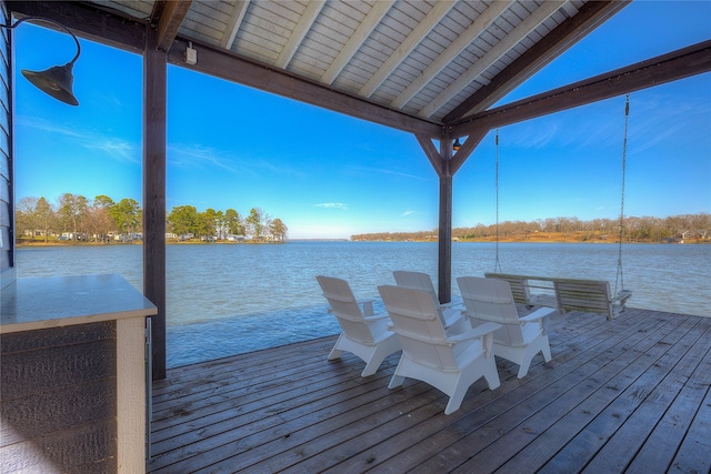 dock area featuring a water view