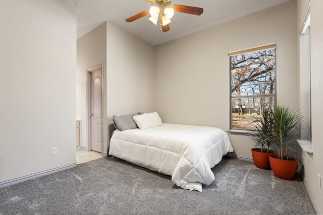 5809 Downing Ln, Joshua, TX 76031 - bedroom featuring carpet floors, ceiling fan, baseboards, and ensuite bath