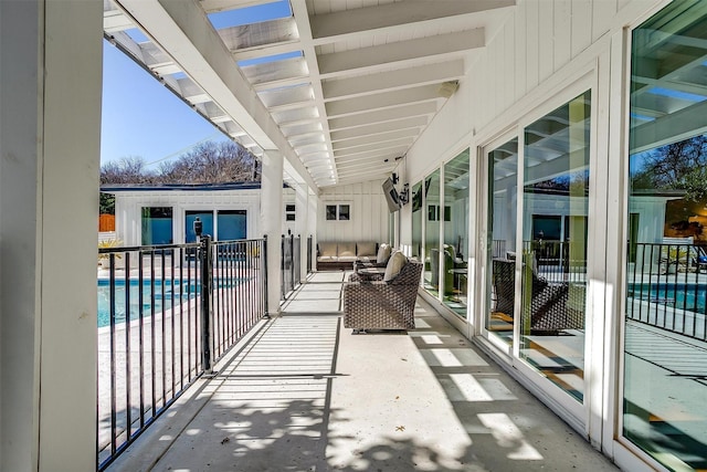 balcony featuring outdoor lounge area and a patio area