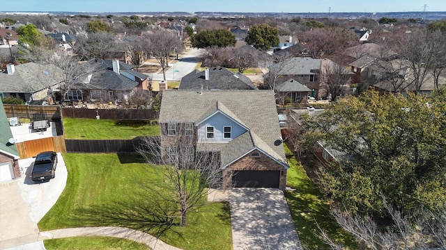 bird's eye view featuring a residential view