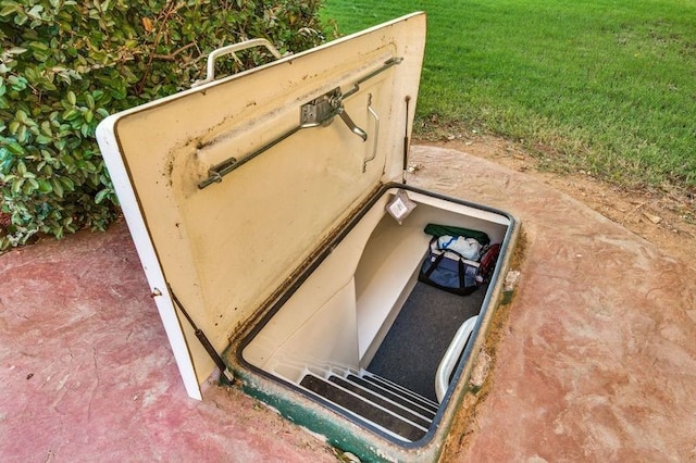 9577 Vail Eton Dr, Pilot Point, TX 76258 - entry to storm shelter featuring a yard