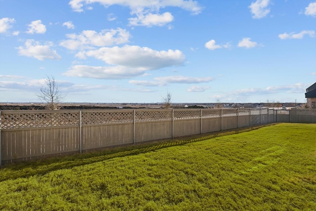 view of yard with a fenced backyard