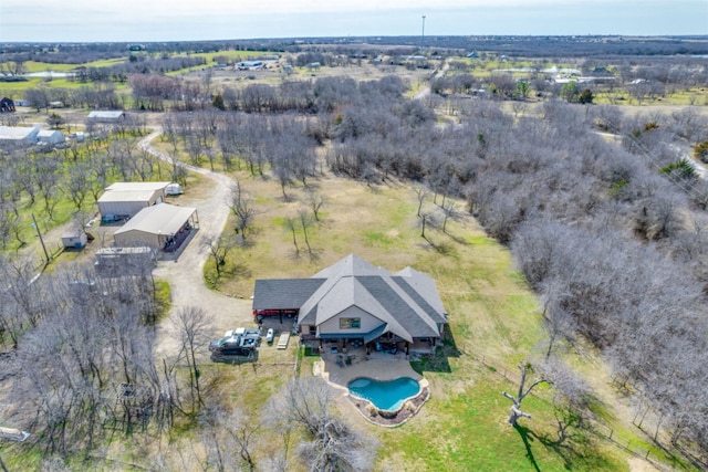 drone / aerial view featuring a rural view